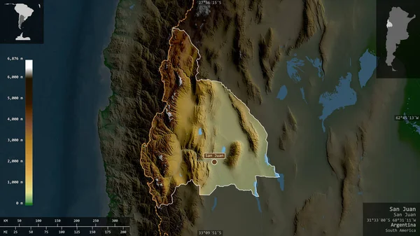 San Juan Provinz Von Argentinien Farbige Shader Daten Mit Seen — Stockfoto
