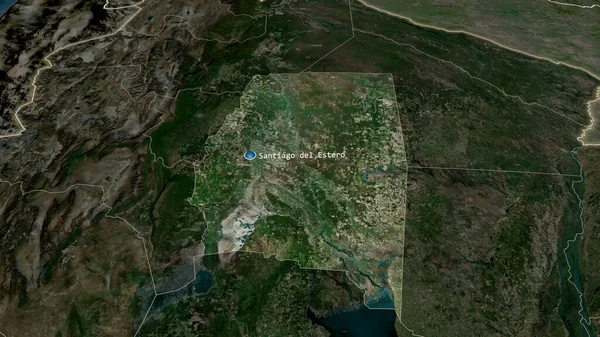 サンティアゴ エステロ アルゼンチンの州が拡大し 首都で強調表示されました 衛星画像 3Dレンダリング — ストック写真