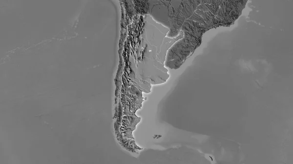 Stereografik Projeksiyonda Arjantin Bilek Yüksekliği Haritasında Işık Saçan Ana Hatlı — Stok fotoğraf