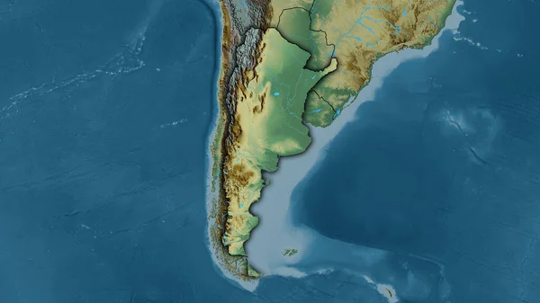 Zone Argentine Sur Carte Topographique Relief Dans Projection Stéréographique Composition — Photo