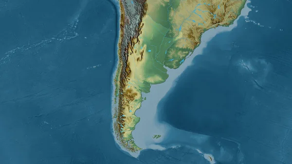 Obszar Argentyny Topograficznej Mapie Ulg Projekcji Stereograficznej Surowa Kompozycja Warstw — Zdjęcie stockowe