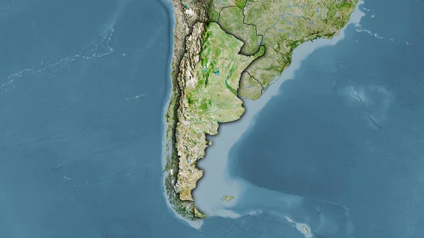 Argentína Területe Műholdon Sztereográfiai Vetítés Térképe Raszterrétegek Nyers Összetétele Sötét — Stock Fotó