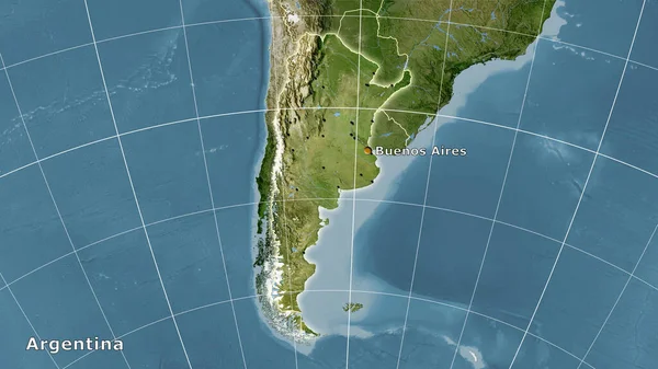 Argentína Területe Műholdas Térképen Sztereográfiai Vetületben Összetétel — Stock Fotó