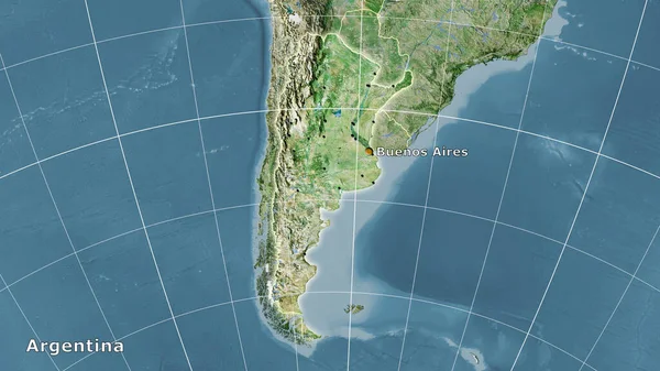 Аргентина Площадь Спутниковой Карте Стереографической Проекции Основная Композиция — стоковое фото