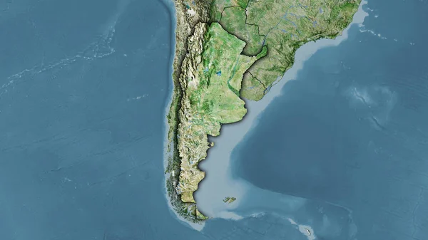 Stereografik Projeksiyondaki Uydusunda Arjantin Bölgesi Koyu Parlak Dış Hatlı Raster — Stok fotoğraf