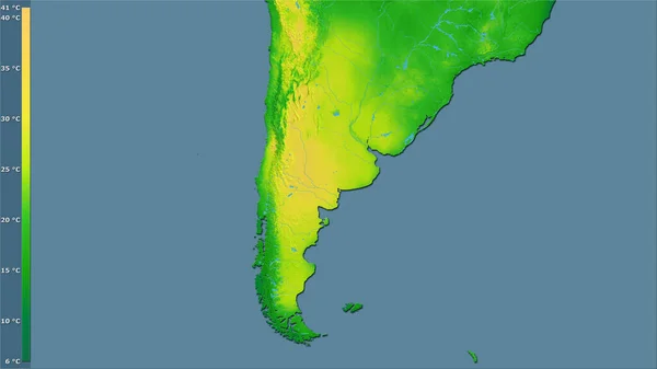 Arjantin Bölgesinde Efsanevi Stereografik Projeksiyonda Yıllık Ortalama Sıcaklık Değişimi Raster — Stok fotoğraf