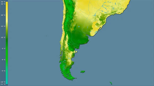 Gemiddelde Temperatuur Van Warmste Kwartaal Het Argentijnse Gebied Stereografische Projectie — Stockfoto