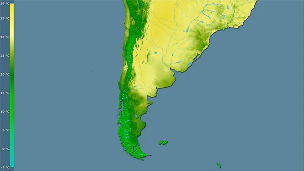 Maximumtemperatuur Van Warmste Maand Argentinië Stereografische Projectie Met Legende Rauwe — Stockfoto