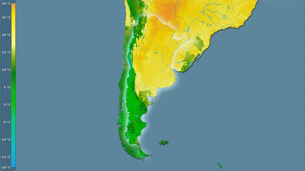 Gemiddelde Temperatuur Van Warmste Kwartaal Het Argentijnse Gebied Stereografische Projectie — Stockfoto