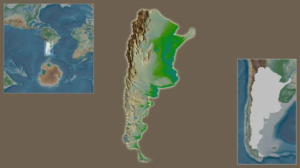 Primer Plano Argentina Ubicación Región Centro Mapa Mundial Gran Escala — Foto de Stock