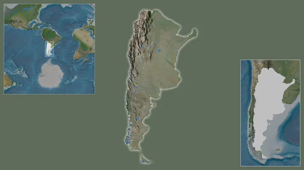 Primer Plano Argentina Ubicación Región Centro Mapa Mundial Gran Escala —  Fotos de Stock