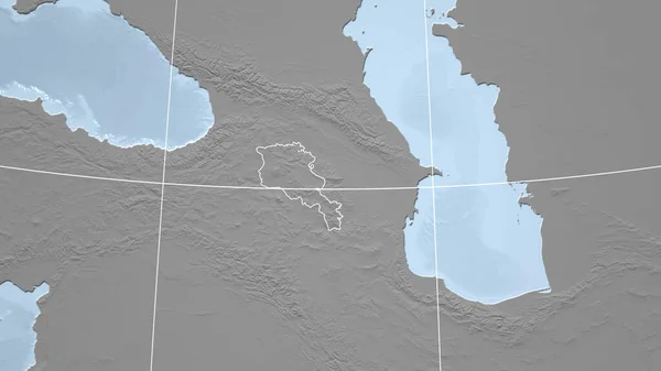 Armenia Quartiere Prospettiva Lontana Con Contorno Del Paese Mappa Dell — Foto Stock