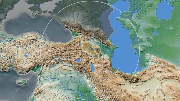 Área Ampliada Armenia Rodeada Por Círculo Fondo Barrio Mapa Físico —  Fotos de Stock