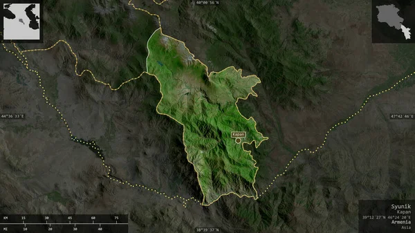 Syunik Province Arménie Imagerie Satellite Forme Présentée Contre Zone Pays — Photo