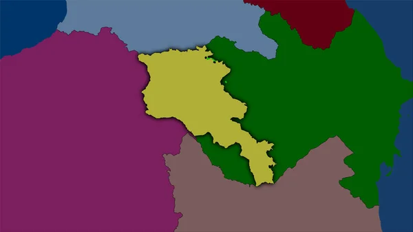 Zone Arménie Sur Carte Des Divisions Administratives Dans Projection Stéréographique — Photo