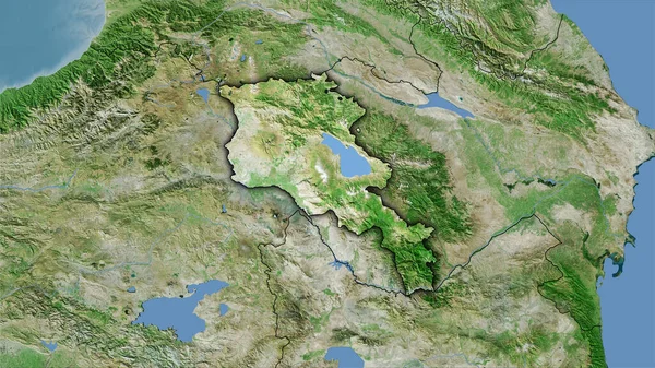 Armenia Área Satélite Mapa Proyección Estereográfica Composición Cruda Capas Trama — Foto de Stock