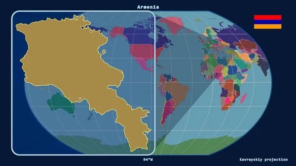 Zoomed Ενόψει Της Αρμενίας Σκιαγραφήσει Προοπτικές Γραμμές Σχέση Ένα Παγκόσμιο — Φωτογραφία Αρχείου