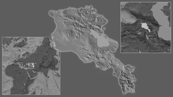 Primer Plano Armenia Ubicación Región Centro Mapa Mundial Gran Escala — Foto de Stock