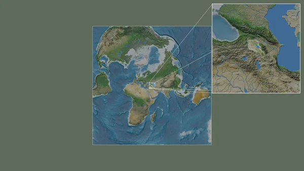 Розширена Розширена Територія Вірменії Отримана Масштабної Мапи Світу Провідними Лініями — стокове фото