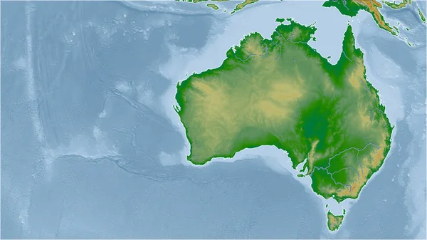 Australien Nahaufnahme Des Landes Keine Umrisse Physische Farbkarte — Stockfoto