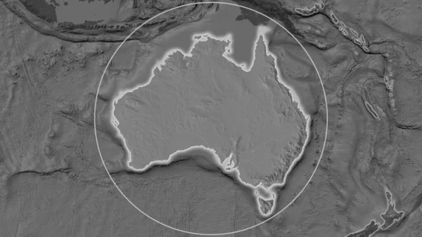 Zone Élargie Australie Entourée Cercle Sur Fond Son Quartier Carte — Photo