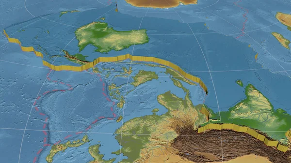 Australiann Tectonic Plate Enlarged Extruded Rotated North Side Global Color — 스톡 사진