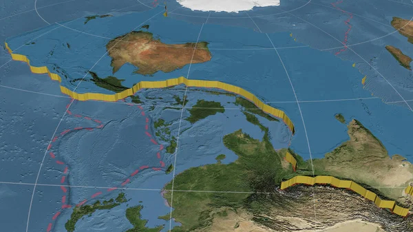 Australische Tektonische Plaat Vergroot Geëxtrudeerd Gedraaid Naar Noordkant Van Wereldwijde — Stockfoto