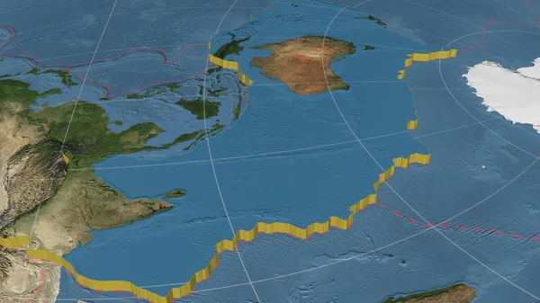 Australijska Płyta Tektoniczna Powiększyła Wytłaczała Obracała Się Zachodnią Stronę Globalnego — Zdjęcie stockowe