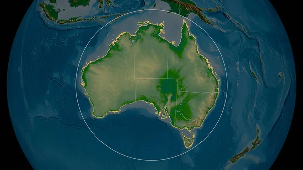 Australia Powiększyła Się Zakreśliła Główne Cechy Krajobrazu Fizycznego Renderowanie — Zdjęcie stockowe