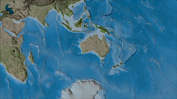 Sąsiedztwo Australijskiej Tablicy Tektonicznej Mapie Satelity Projekcji Van Der Grinten — Zdjęcie stockowe