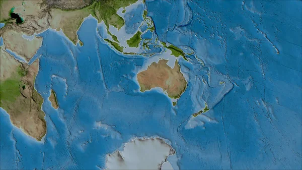 卫星A地图上的澳大利亚板块邻域在范德格林滕一号投影 斜变换 生复合材料 无概要 — 图库照片