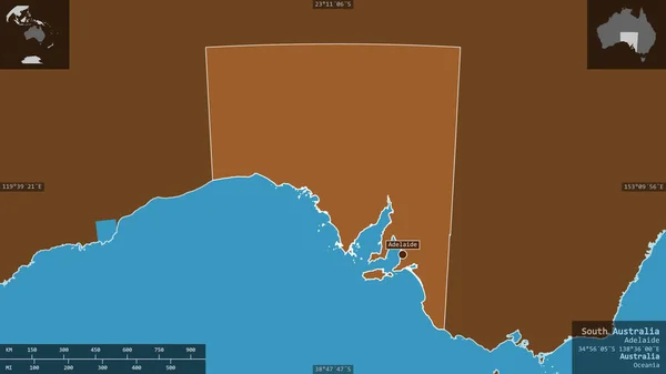 南オーストラリア州 オーストラリア州 湖や川でパターン化された固体 有益なオーバーレイとその国の領域に対して提示形状 3Dレンダリング — ストック写真