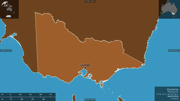 Victoria État Australie Solides Motifs Avec Lacs Rivières Forme Présentée — Photo