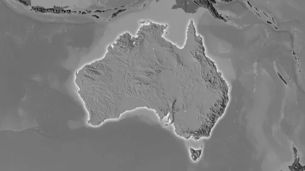 Obszar Australii Dwupoziomowej Mapie Wysokości Projekcji Stereograficznej Surowa Kompozycja Warstw — Zdjęcie stockowe