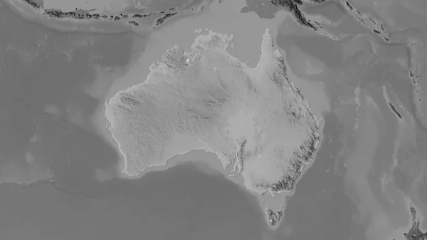 Obszar Australii Mapie Elewacji Skali Szarości Projekcji Stereograficznej Surowa Kompozycja — Zdjęcie stockowe
