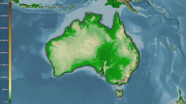 Mappa Fisica All Interno Dell Area Australiana Nella Proiezione Stereografica — Foto Stock