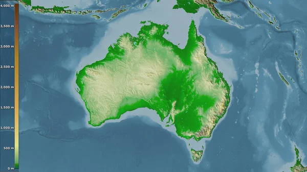 Mappa Fisica All Interno Dell Area Australiana Nella Proiezione Stereografica — Foto Stock