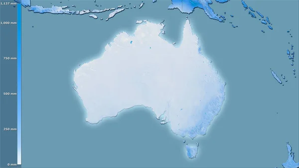 Curah Hujan Paling Kering Daerah Australia Dalam Proyeksi Stereografi Dengan — Stok Foto