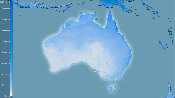 Opady Najcieplejszego Kwartału Obszarze Australii Projekcji Stereograficznej Legendą Surowa Kompozycja — Zdjęcie stockowe