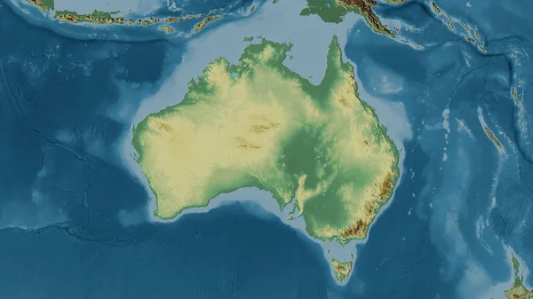 Obszar Australii Topograficznej Mapie Ulg Projekcji Stereograficznej Surowa Kompozycja Warstw — Zdjęcie stockowe