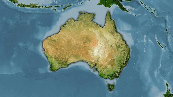 Australia Area Sulla Mappa Satellitare Nella Proiezione Stereografica Composizione Grezza — Foto Stock