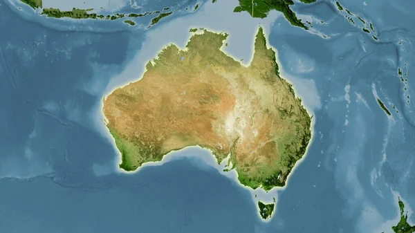 Australia Area Sulla Mappa Satellitare Nella Proiezione Stereografica Composizione Grezza — Foto Stock