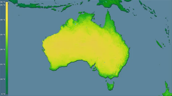 Variación Media Anual Temperatura Dentro Del Área Australia Proyección Estereográfica — Foto de Stock