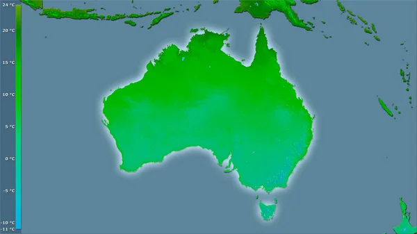 Minimumtemperatuur Van Koudste Maand Australië Stereografische Projectie Met Legende Ruwe — Stockfoto