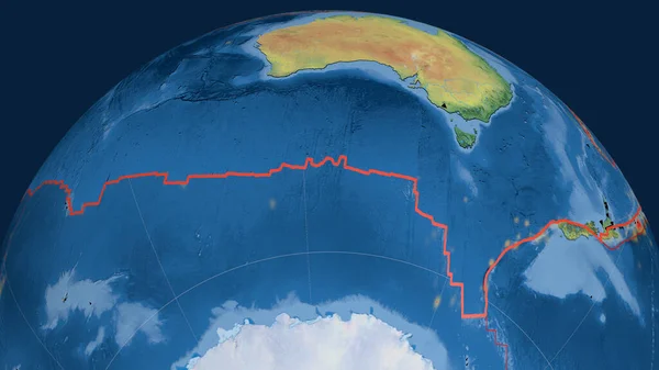 澳大利亚板块在地球上的轮廓 自然地球地形图 3D渲染 — 图库照片