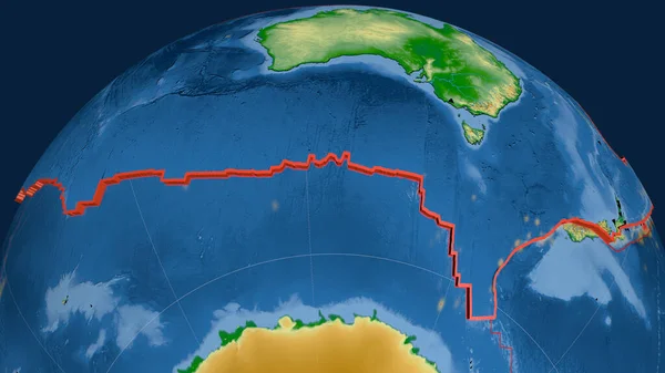 Australijska Płyta Tektoniczna Wytłoczona Kuli Ziemskiej Mapa Fizyczna Koloru Renderowanie — Zdjęcie stockowe