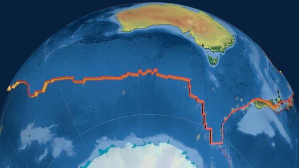 Αυστραλιανή Τεκτονική Πλάκα Εξωθημένη Στην Υδρόγειο Τοπογραφικός Χάρτης Απόδοση — Φωτογραφία Αρχείου