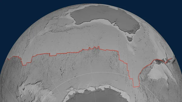 Piastra Tettonica Australiana Delineata Sul Globo Mappa Dell Elevazione Scala — Foto Stock