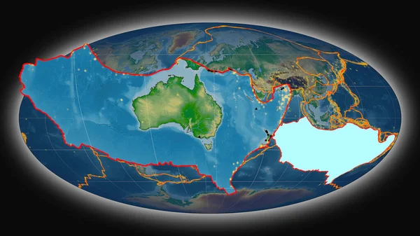 Australiska Tektoniska Plattan Extruderade Och Presenteras Mot Den Globala Färgen — Stockfoto