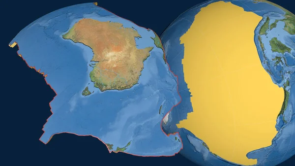 Plaque Tectonique Australienne Extrudée Présentée Contre Globe Imagerie Satellite Rendu — Photo